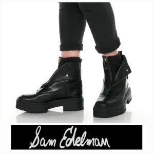 Edgy Sam Edelman Black Leather Chelsea Zippers Booties